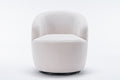 Teddy Fabric Swivel Accent Armchair Barrel Chair With Black Powder Coating Metal Ring,Ivory White Ivory Foam Upholstered