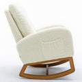 Coolmore Rocking Chair, Modern Glider Chair, Recliner Armchair With Wood Legs And Side Pocket, Nursery Rocking Accent Chair With High Back For Living Room Bedroom White Teddy White Teddy Foam Solid Wood