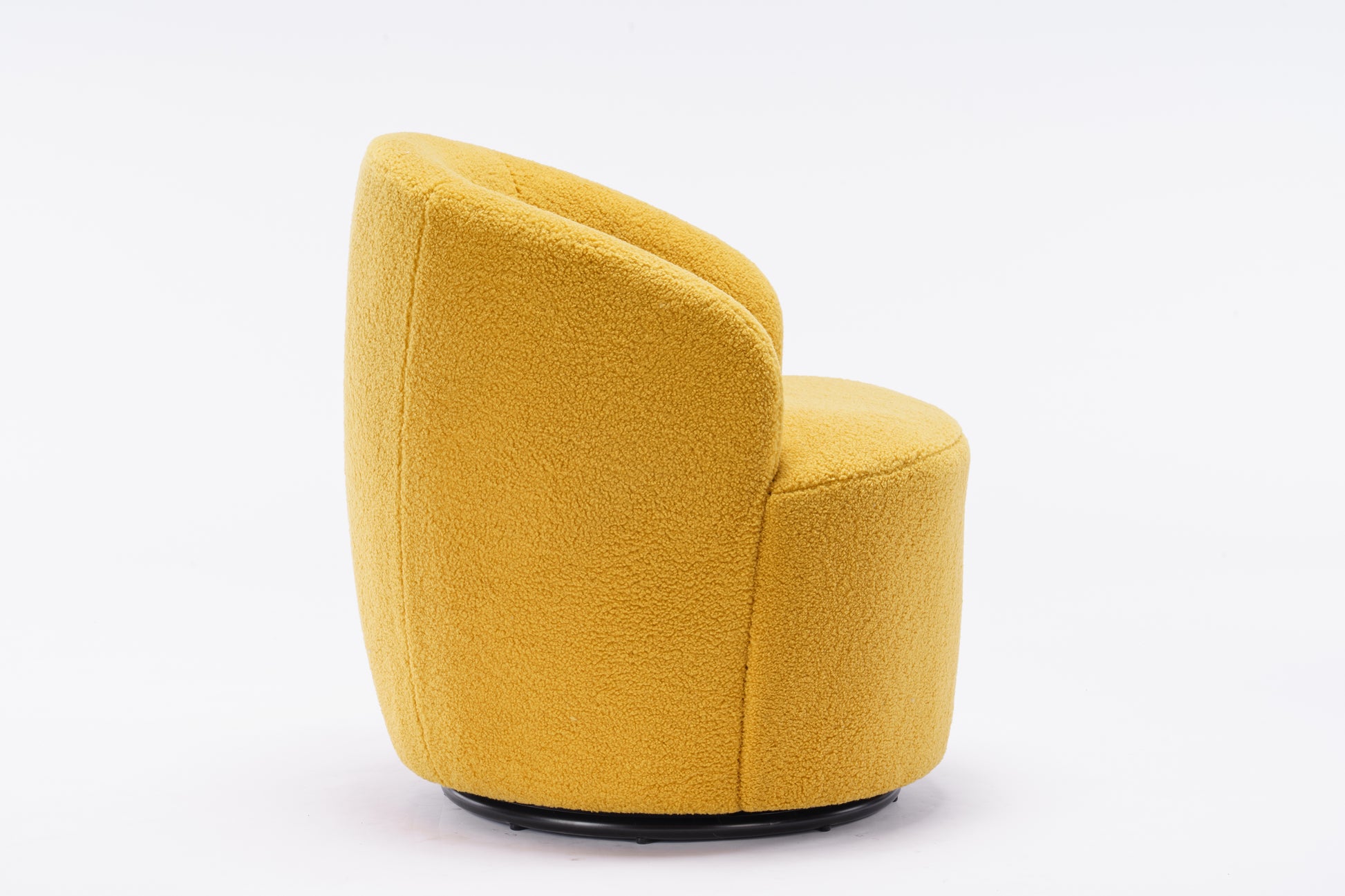 Teddy Fabric Swivel Accent Armchair Barrel Chair With Black Powder Coating Metal Ring,Yellow Yellow Foam Upholstered