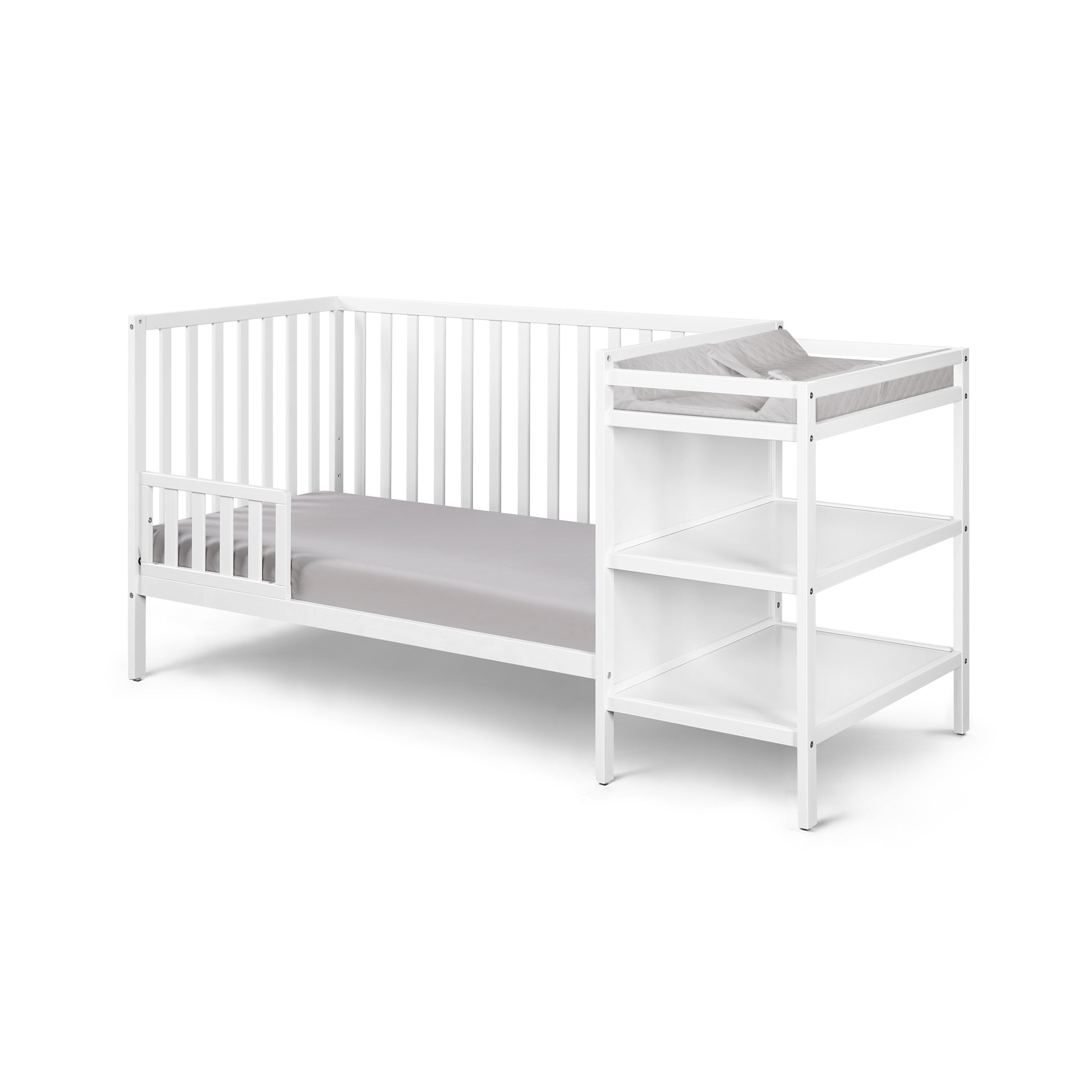 Palmer 3 In 1 Convertible Crib And Changer Combo White White Solid Wood