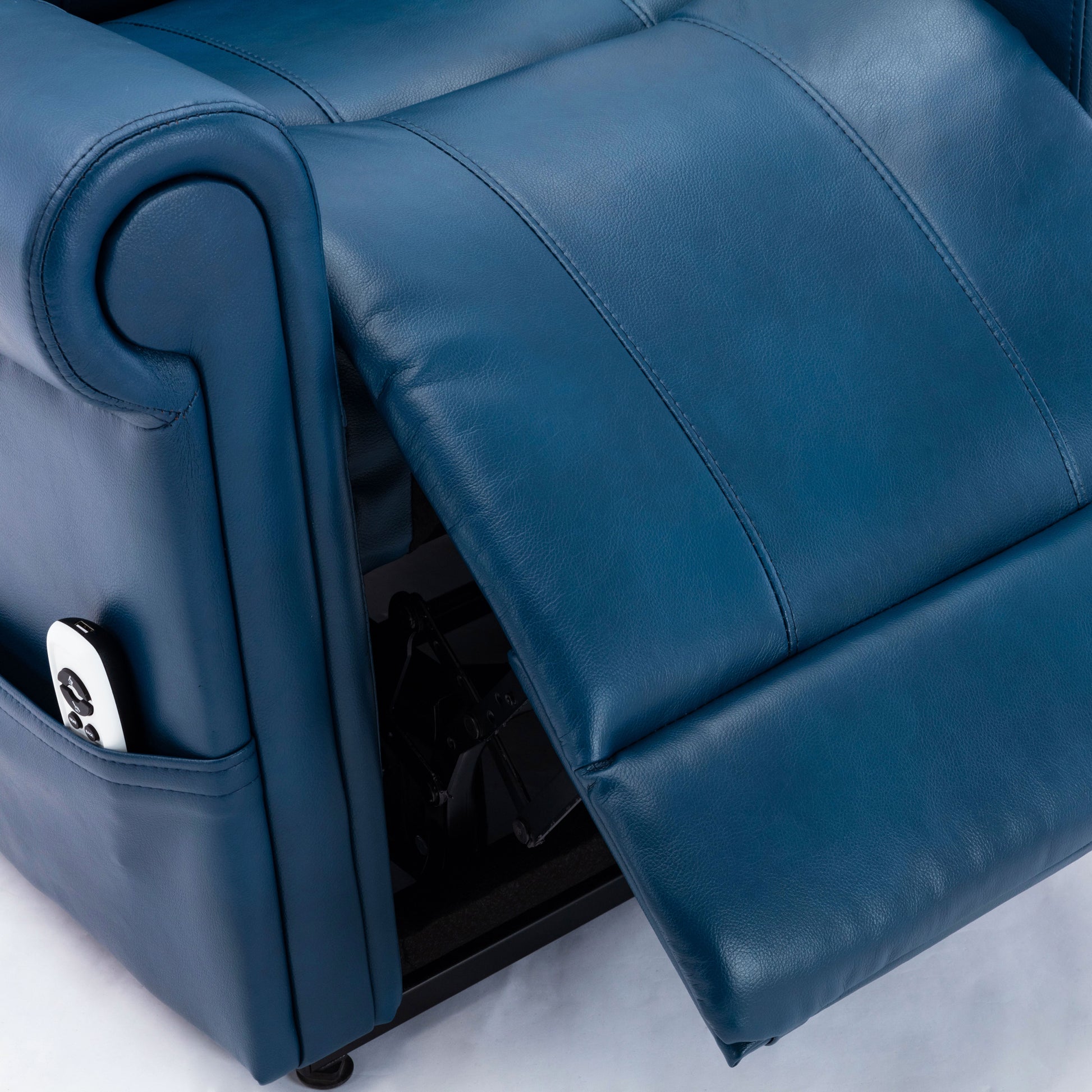 Lowell Navy Blue Leather Gel Lift Chair With Massage Navy Blue Foam Pu