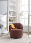 Teddy Fabric Swivel Accent Armchair Barrel Chair With Black Powder Coating Metal Ring,Dark Red Red Foam Upholstered