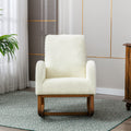 Coolmore Rocking Chair, Modern Glider Chair, Recliner Armchair With Wood Legs And Side Pocket, Nursery Rocking Accent Chair With High Back For Living Room Bedroom White Teddy White Teddy Foam Solid Wood