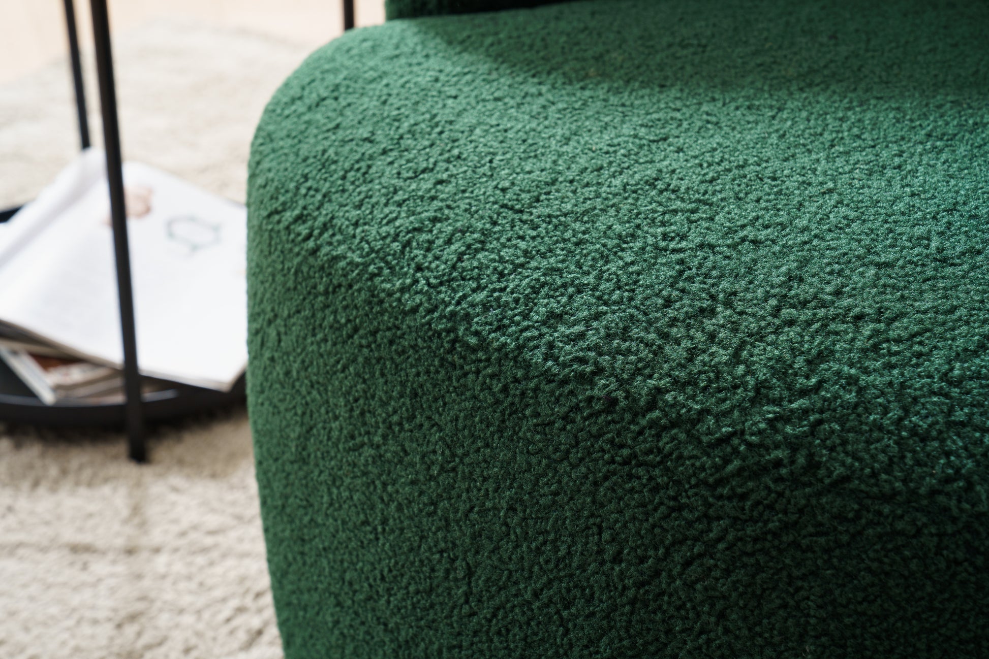 Teddy Fabric Swivel Accent Armchair Barrel Chair With Black Powder Coating Metal Ring,Dark Green Green Foam Upholstered
