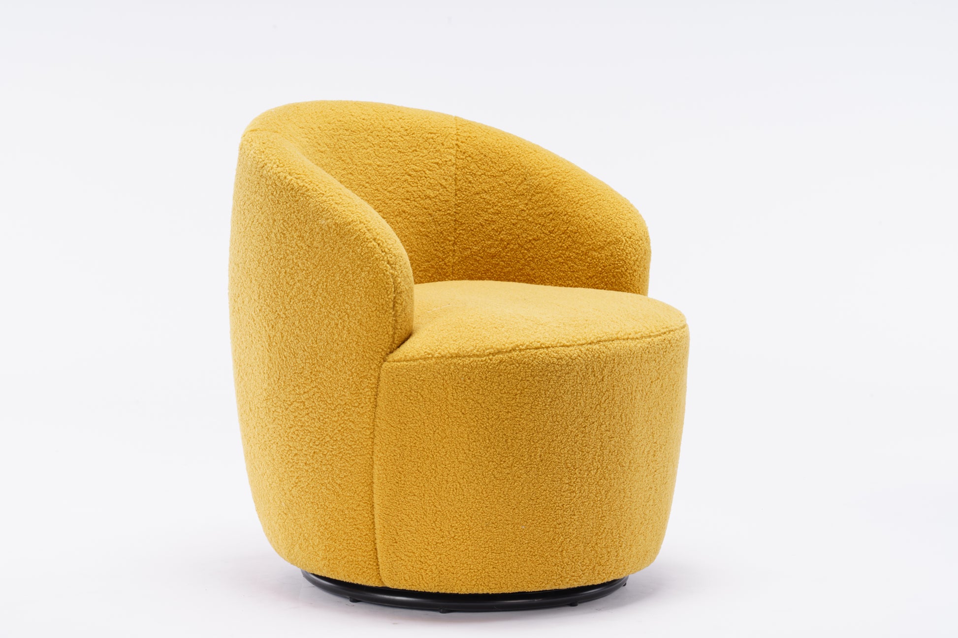 Teddy Fabric Swivel Accent Armchair Barrel Chair With Black Powder Coating Metal Ring,Yellow Yellow Foam Upholstered