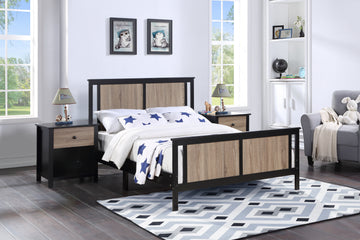 Connelly Reversible Panel Full Bed Black Vintage Walnut Black Solid Wood