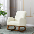 Coolmore Rocking Chair, Modern Glider Chair, Recliner Armchair With Wood Legs And Side Pocket, Nursery Rocking Accent Chair With High Back For Living Room Bedroom White Teddy White Teddy Foam Solid Wood