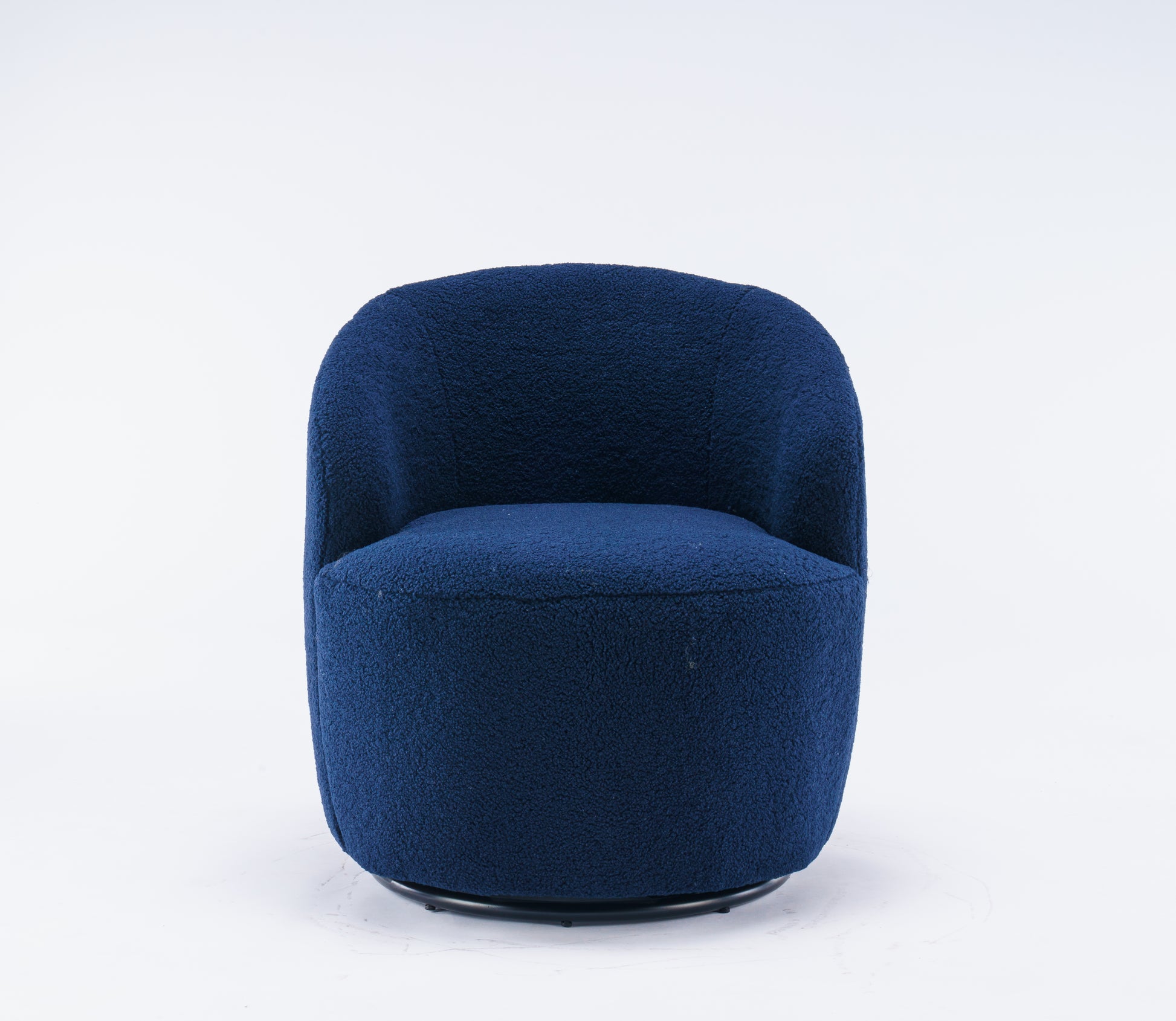 Teddy Fabric Swivel Accent Armchair Barrel Chair With Black Powder Coating Metal Ring,Dark Blue Dark Blue Foam Upholstered