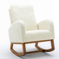 Coolmore Rocking Chair, Modern Glider Chair, Recliner Armchair With Wood Legs And Side Pocket, Nursery Rocking Accent Chair With High Back For Living Room Bedroom White Teddy White Teddy Foam Solid Wood