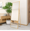 Wall Mounted Alloy Frame Full Length Mirror, Golden Golden Glass