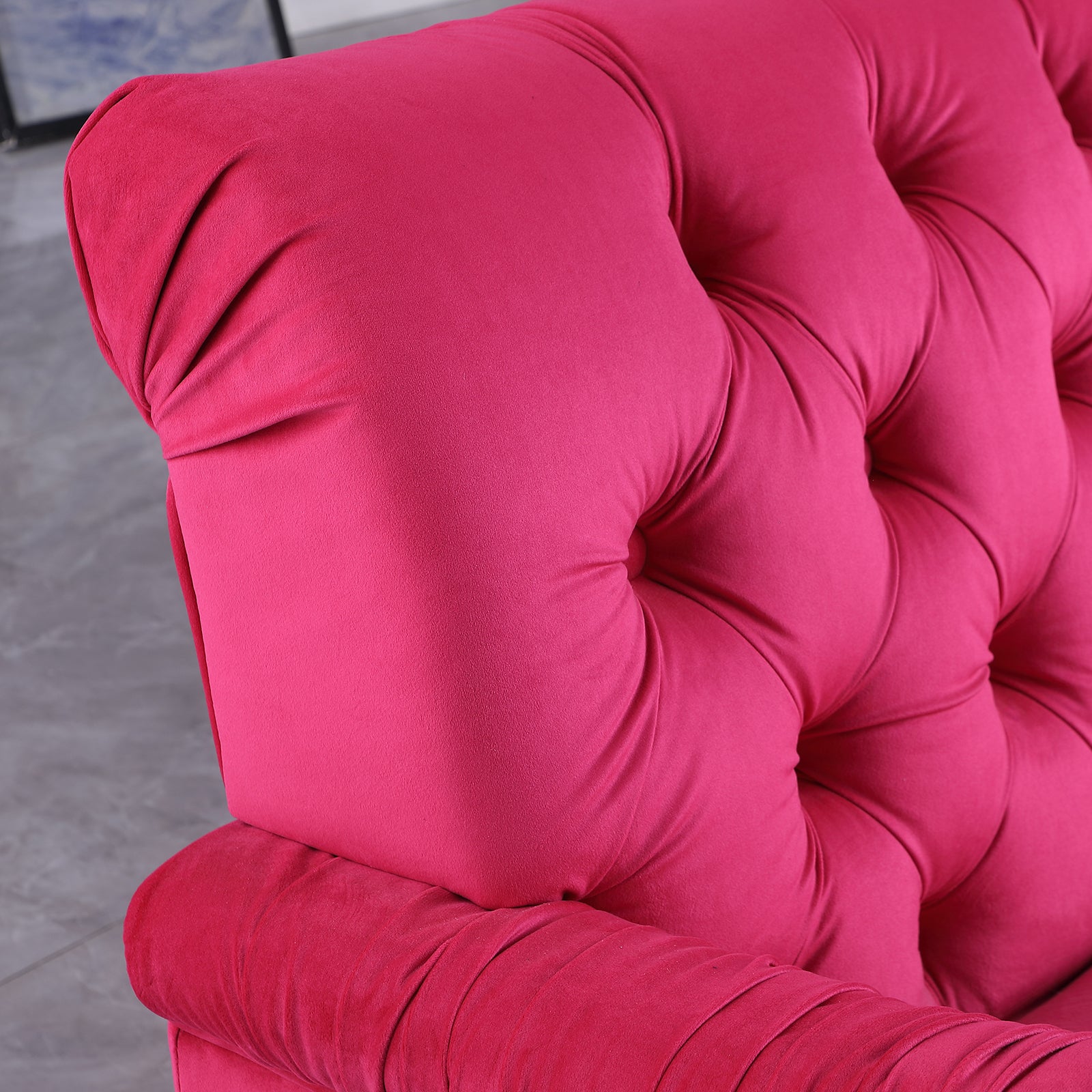 Rose Red Chesterfield 3 Seater ,Modern Sofa Rose Red Velvet