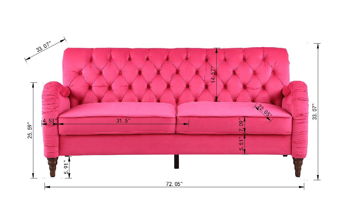 Rose Red Chesterfield 3 Seater ,Modern Sofa Rose Red Velvet