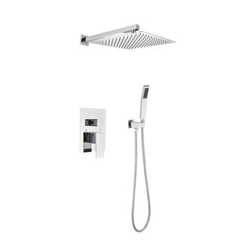 Shower Set System Bathroom Luxury Rain Mixer Shower Combo Set Wall Mounted Rainfall Shower Head Faucet White Brass