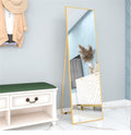 Wall Mounted Alloy Frame Full Length Mirror, Golden Golden Glass