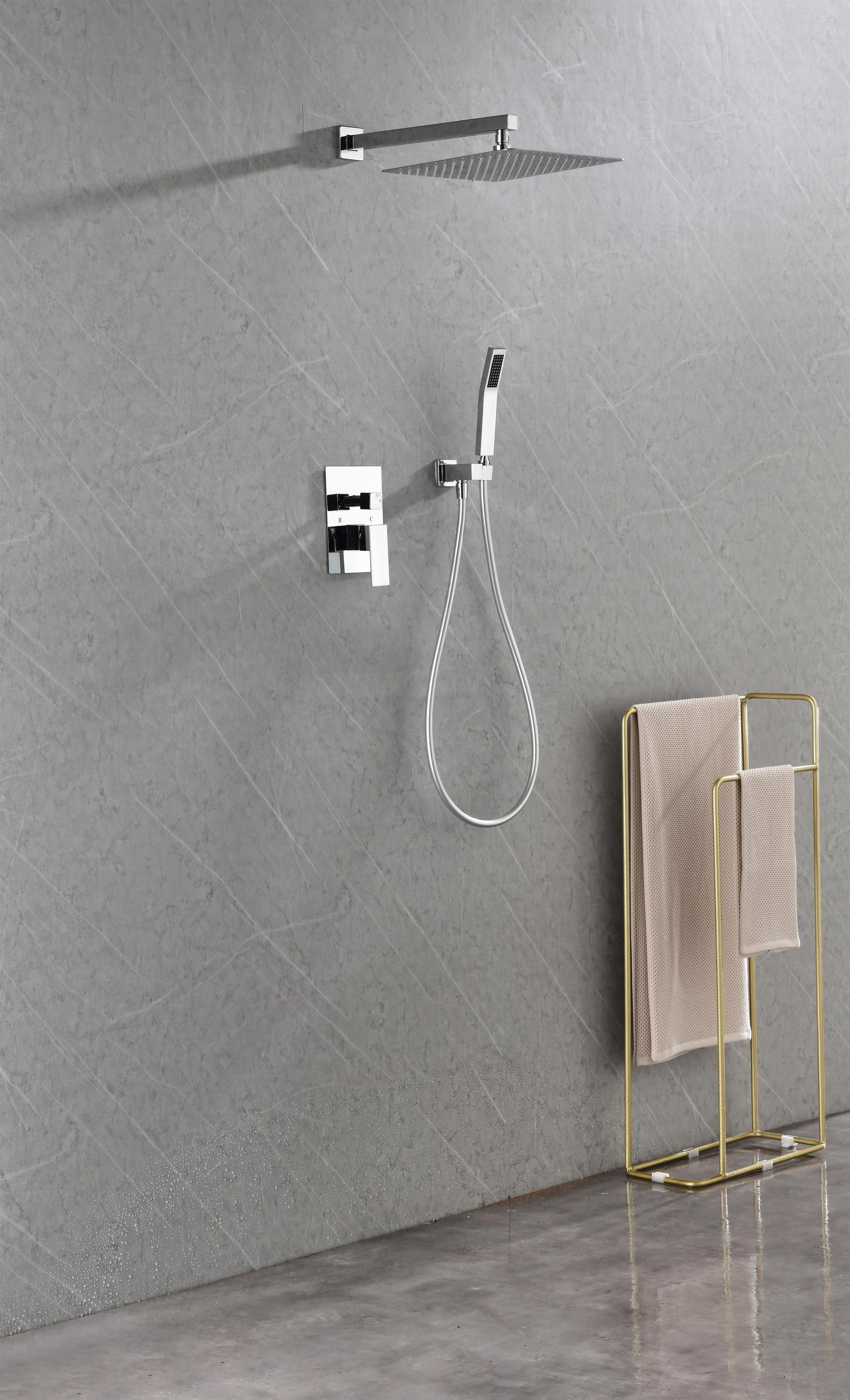 Shower Set System Bathroom Luxury Rain Mixer Shower Combo Set Wall Mounted Rainfall Shower Head Faucet White Brass