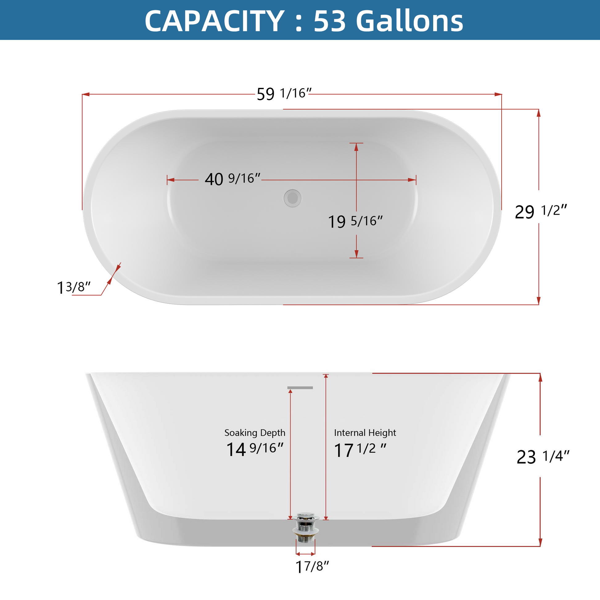 59" Acrylic Freestanding Bathtub, Gracefully Shaped Freestanding Soaking Bathtub With Brushed Nickel Drain & Minimalist Linear Design Overflow White Gloss White Oval Bathroom Freestanding Tubs Polished 59 61 In Modern Soaking Center Acrylic Acrylic