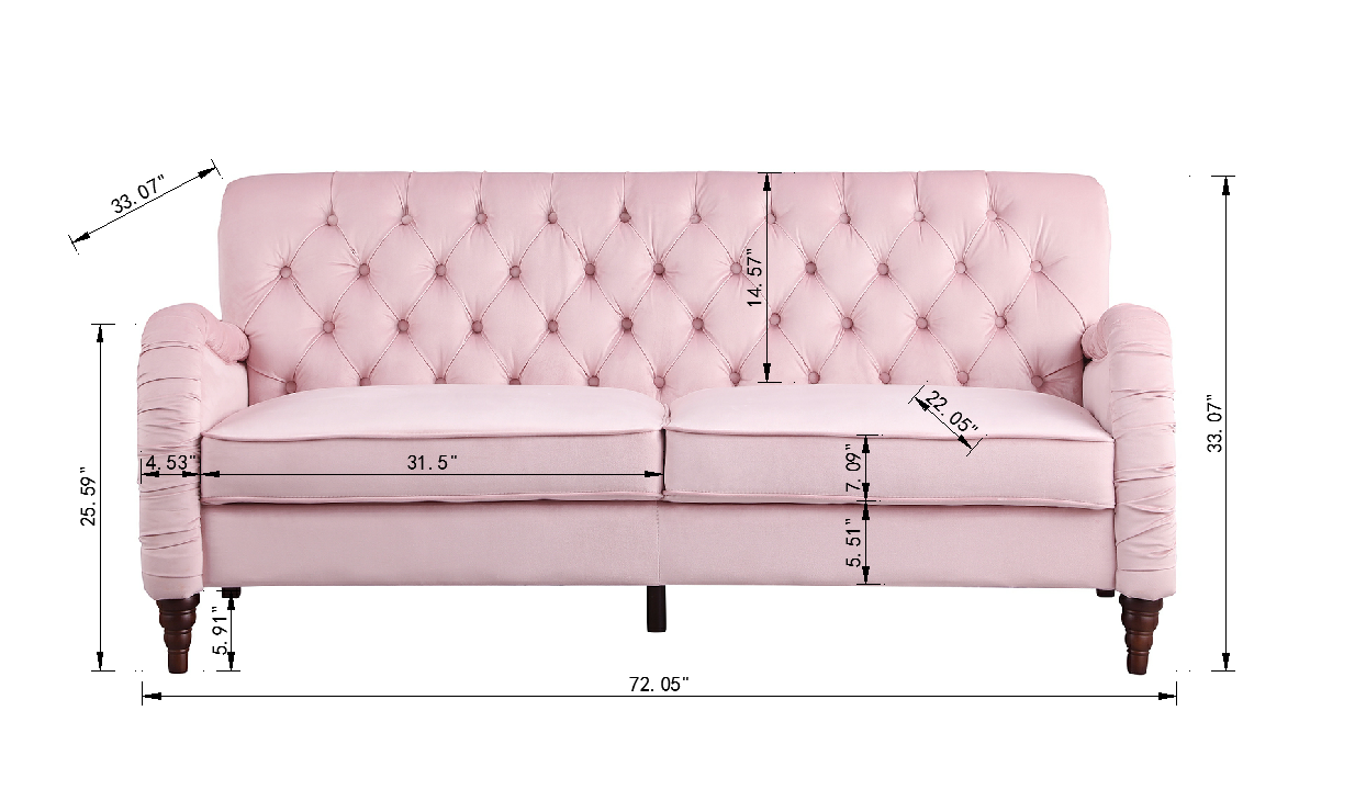 Chesterfield Sofa 3 Seater ,Modern Sofa,Pink Color Pink Velvet