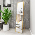 Wall Mounted Alloy Frame Full Length Mirror, Golden Golden Glass