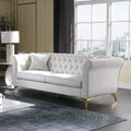 Chesterfield Sofa ,Stanford Sofahigh Quality Chesterfield Sofa ,White Colortufted And Wrinkled Fabric Sofa Contemporary Stanford Sofa . Tufted Sofa With Scroll Arm And Scroll Back White Velvet