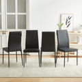 5 Pieces Dining Table Set For 4,Kitchen Room Tempered Glass Dining Table ,4 Faux Leather Chairs ,Black Black Leather