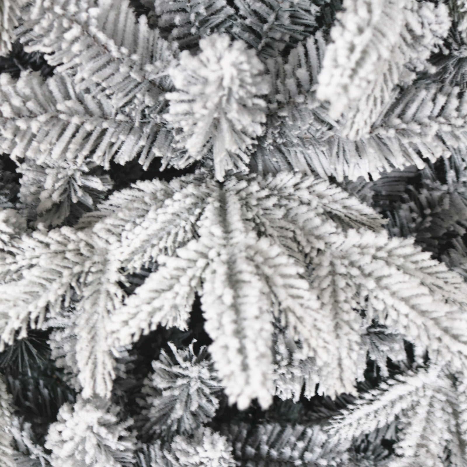 Snow Flocked Christmas Tree 7Ft Artificial Hinged Pine Tree With White Realistic Tips Unlit White Polyester