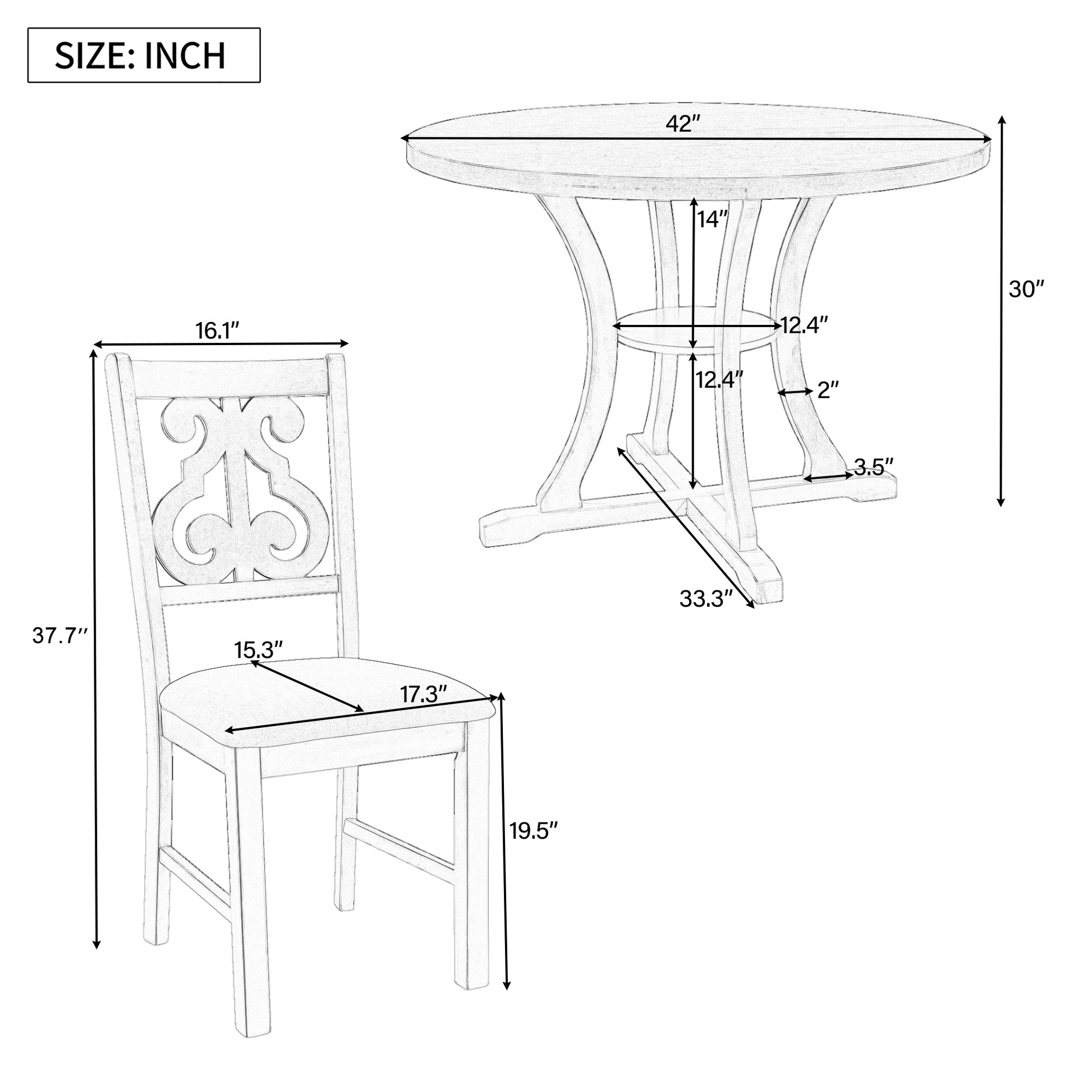5 Piece Round Dining Table And Chair Set With Special Shaped Legs And An Exquisitely Designed Hollow Chair Back For Dining Room Gray Gray Mdf