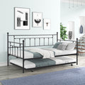 Metal Twin Daybed With Trundle Heavy Duty Sturdy Metal Noise Reduced Trundle For Flexible Space Vintage Style No Box Spring Needed Black Metal