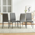 Dining Chairs Set Of 4, Grey Modern Kitchen Chair With Metal Leg Grey Leather