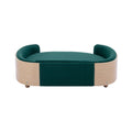 Scandinavian Style Elevated Dog Bed Pet Sofa With Solid Wood Legs And Bent Wood Back, Velvet Cushion,Large Size Green Foam Solid Wood