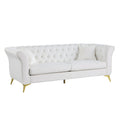 Chesterfield Sofa ,Stanford Sofahigh Quality Chesterfield Sofa ,White Colortufted And Wrinkled Fabric Sofa Contemporary Stanford Sofa . Tufted Sofa With Scroll Arm And Scroll Back White Velvet