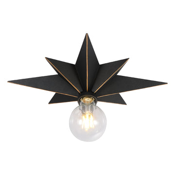 16 Inch Flush Mount Ceiling Light, Industrial Black Metal Star Ceiling Lights Black Metal