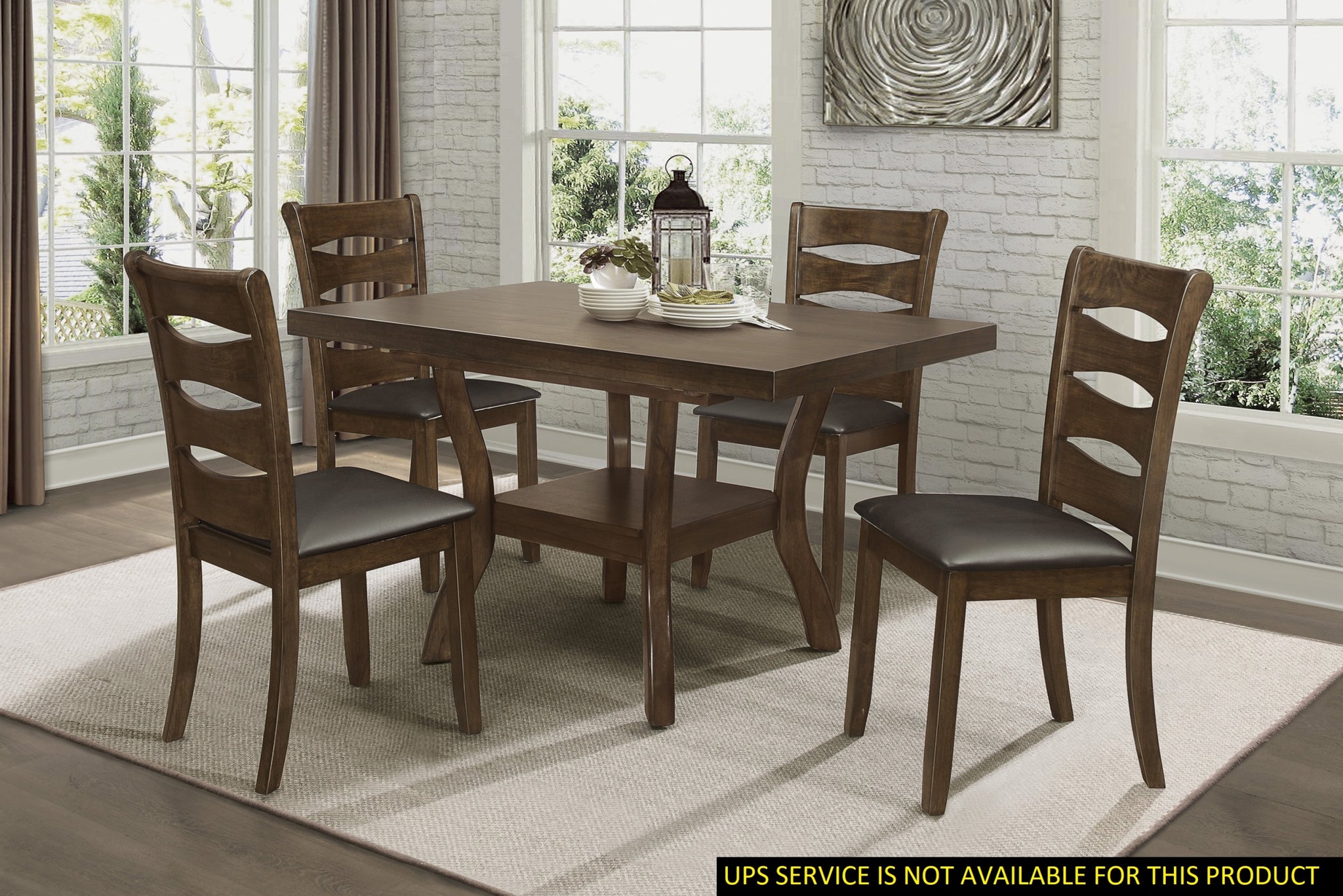 Transitional Dining Room Furniture 5Pc Dining Set Table W Self Storing Leaf And 4X Side Chairs Brown Finish Wooden Furniture Wood Wood Brown Seats 4 Wood Dining Room Self Storing Leaf Extendable Transitional Dining Table With Chair Wood