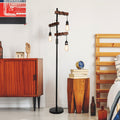 Farmhouse Tree Floor Lamp, 68 Inch 3 Lights Wood Standing Lamp Black Red Metal & Wood