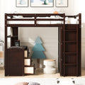 Twin Size Loft Bed With Drawers,Desk,And Wardrobe Espresso Espresso Solid Wood