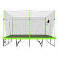 10Ft By 17Ft Rectangule Trampoline With Green Fabric Black Powder Coated Galvanized Steel Tubes With Basketball Hoop System Advanced Ladder Green Steel