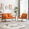 Lounge, Living Room, Office Or The Reception Area Pvc Leather Accent Arm Chair With Extra Thick Padded Backrest And Seat Cushion Sofa Chairs,Non Slip Adsorption Feet,Sturdy Metal Frame,Orange Orange Polyvinyl Chloride