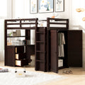 Twin Size Loft Bed With Drawers,Desk,And Wardrobe Espresso Espresso Solid Wood