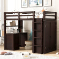 Twin Size Loft Bed With Drawers,Desk,And Wardrobe Espresso Espresso Solid Wood