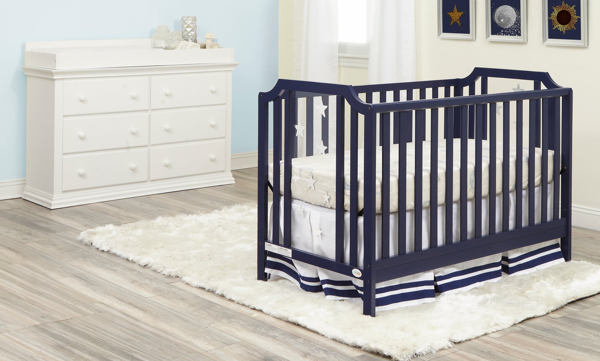 Celeste 3 In 1 Convertible Island Crib Navy Blue Navy Blue Solid Wood