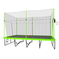 10Ft By 17Ft Rectangule Trampoline With Green Fabric Black Powder Coated Galvanized Steel Tubes With Basketball Hoop System Advanced Ladder Green Steel