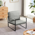 Lounge, Living Room, Office Or The Reception Area Pvc Leather Accent Arm Chair With Extra Thick Padded Backrest And Seat Cushion Sofa Chairs,Non Slip Adsorption Feet,Sturdy Metal Frame,Gray Gray Polyvinyl Chloride