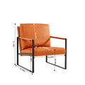 Lounge, Living Room, Office Or The Reception Area Pvc Leather Accent Arm Chair With Extra Thick Padded Backrest And Seat Cushion Sofa Chairs,Non Slip Adsorption Feet,Sturdy Metal Frame,Orange Orange