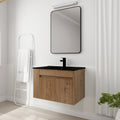 30 Inch Bathroom Vanity With Black Ceramic Basin And Adjust Open Shelf Kd Packing Imitative Oak Plywood