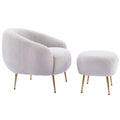 Orisfur. Modern Comfy Leisure Accent Chair, Teddy Short Plush Particle Velvet Armchair With Ottoman For Living Room Grey Foam Altay Velvet