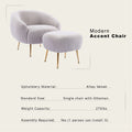 Orisfur. Modern Comfy Leisure Accent Chair, Teddy Short Plush Particle Velvet Armchair With Ottoman For Living Room Grey Foam Altay Velvet