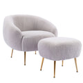 Orisfur. Modern Comfy Leisure Accent Chair, Teddy Short Plush Particle Velvet Armchair With Ottoman For Living Room Grey Foam Altay Velvet