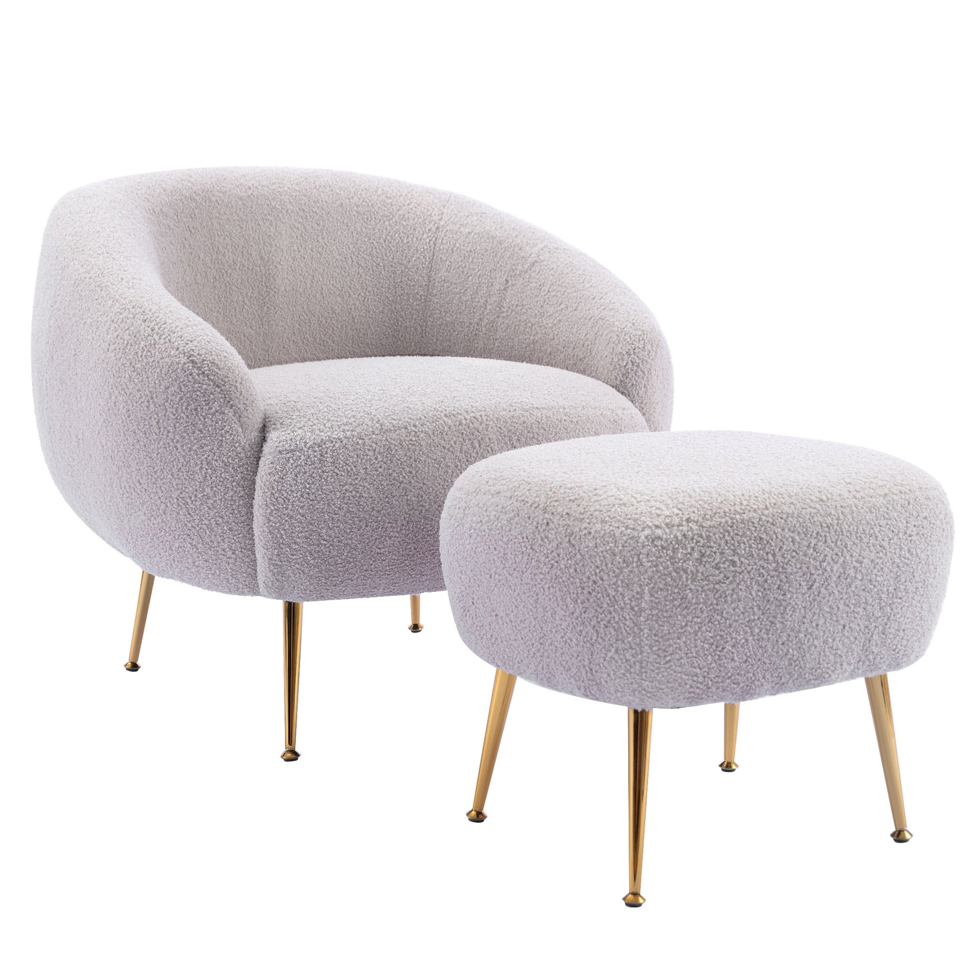 Orisfur. Modern Comfy Leisure Accent Chair, Teddy Short Plush Particle Velvet Armchair With Ottoman For Living Room Grey Foam Altay Velvet