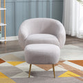 Orisfur. Modern Comfy Leisure Accent Chair, Teddy Short Plush Particle Velvet Armchair With Ottoman For Living Room Grey Foam Altay Velvet