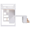 Twin Size Loft Bed With Pullable Desk And Storage Shelves,Staircase And Blackboard,White White Pine