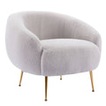 Orisfur. Modern Comfy Leisure Accent Chair, Teddy Short Plush Particle Velvet Armchair With Ottoman For Living Room Grey Foam Altay Velvet